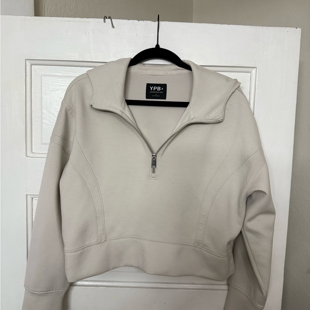 Women's Cream Half-Zip Sweater